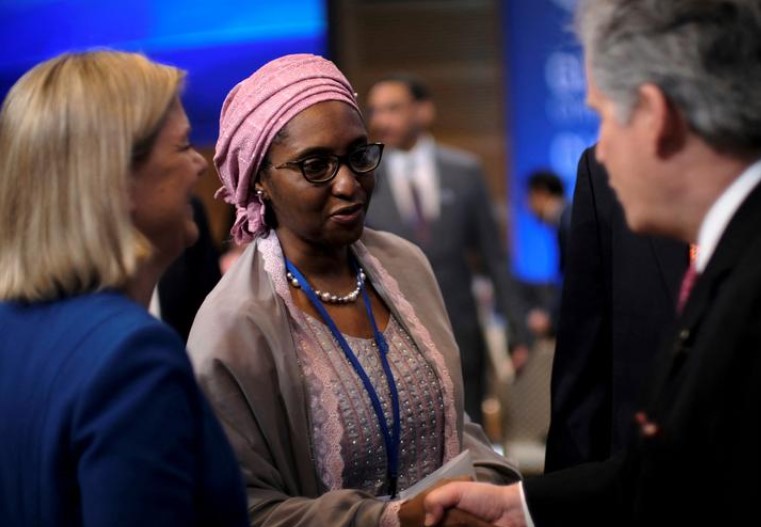 Nigerian Finance Minister Zainab Ahmed attends the IMF and World Bank's 2019 Annual Spring Meetings, in Washington, U.S. April 13, 2019. REUTERS/James Lawler Duggan